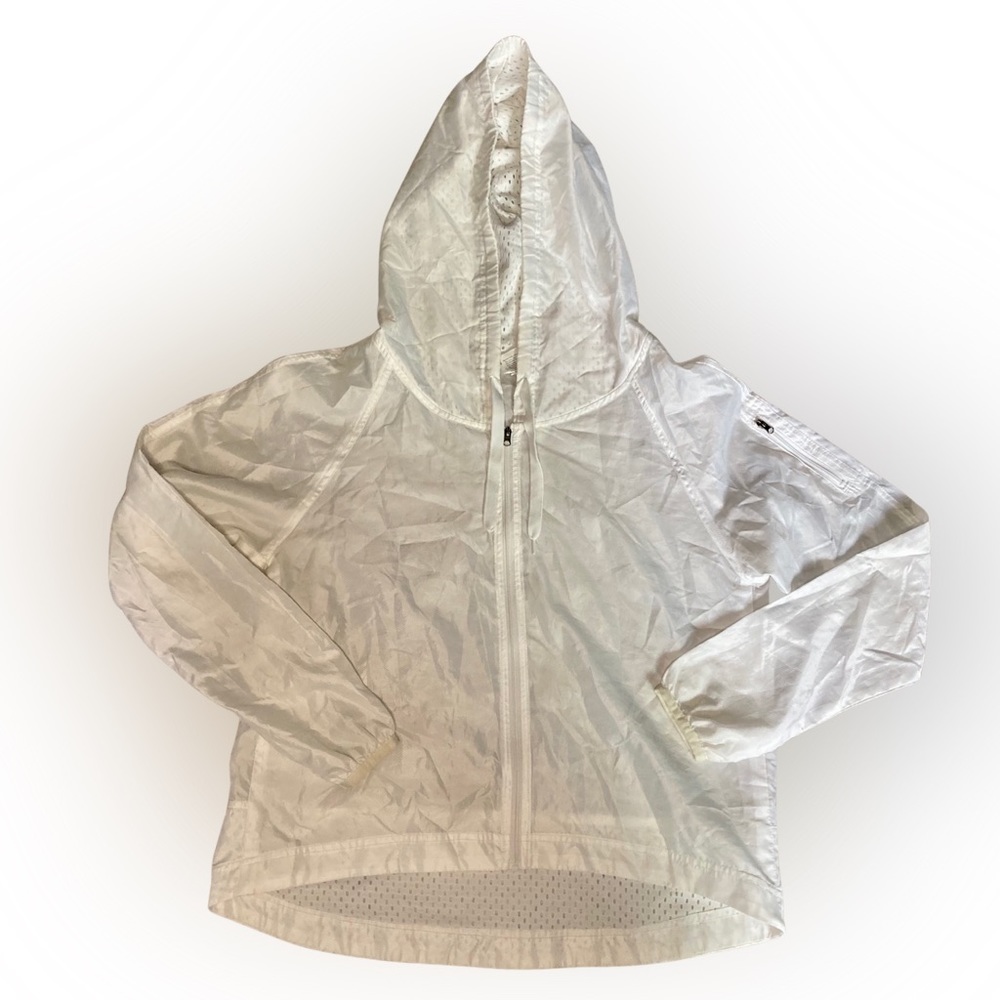 Women’s Champion White Hooded Zip Up Mesh Windbreaker Jacket